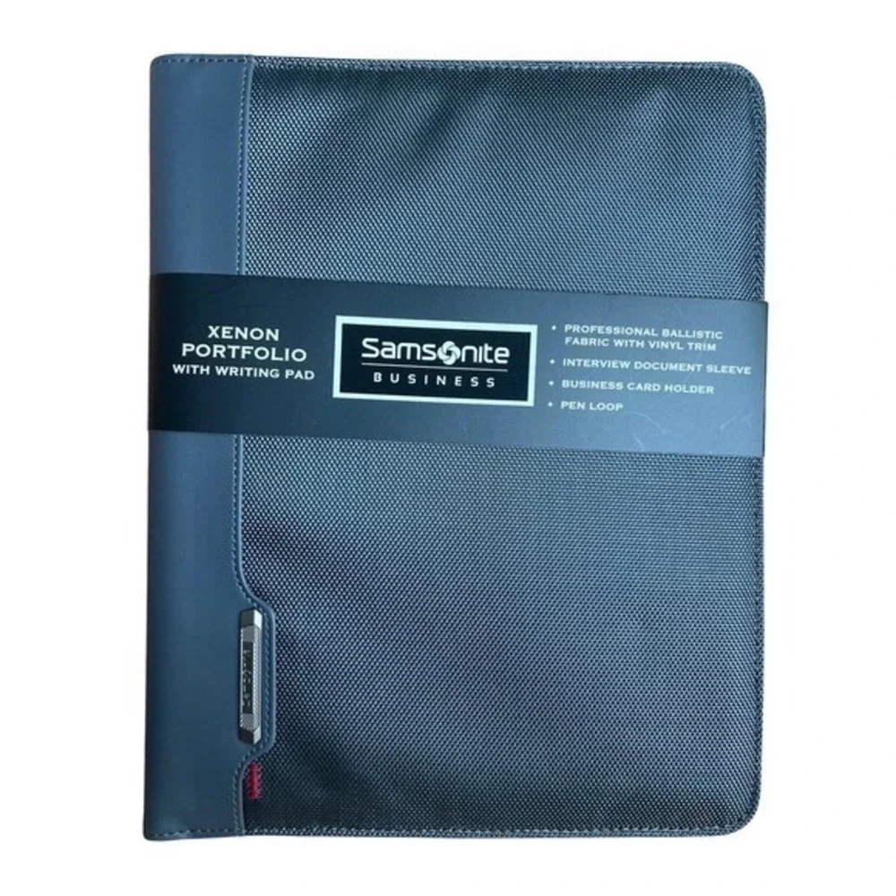 New Samsonite Xenon Business Portfolio Writing Pad Steel Gray Ballistic Fabric